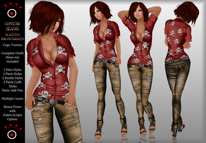 Opium Jeans Wasted Brown&Red Female (Copy)(Boxed)