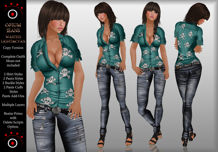Opium Jeans Wasted Light&Cyan Female (Copy)(Boxed)