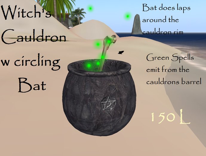 WItch's Cauldron w Circling Bat  ( boxed )