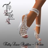 TIPTOE  Frilly Lace & Diamonds White /Lace ankle strap
