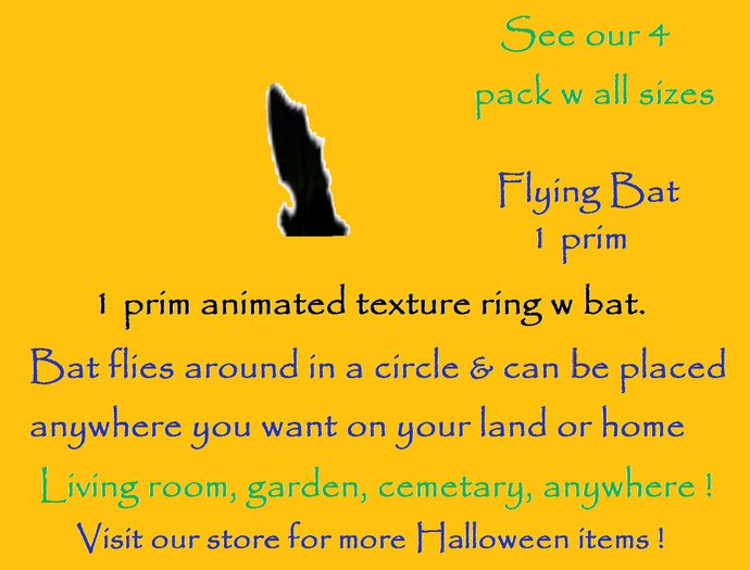 1 prim flying bat Animated Ring ( Small) Boxed