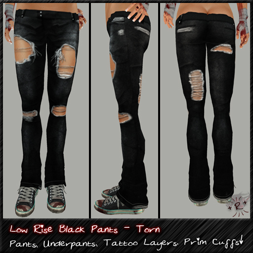 ++ Randomocity ++ Low Rise Pants - Black and Torn