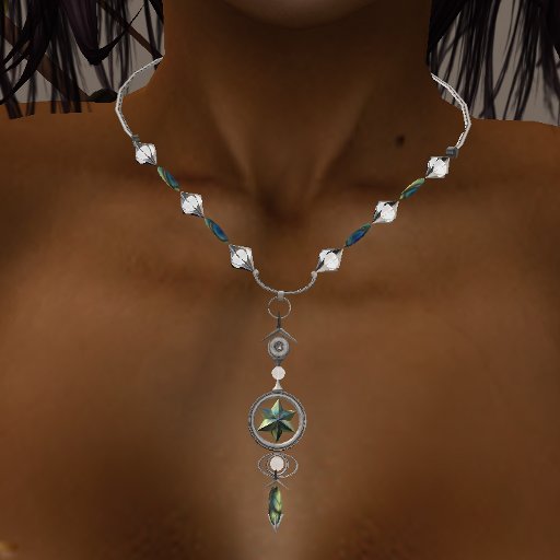 Silver Necklace "Moonstone and Blue Shell Pearl"