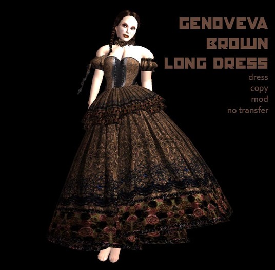 genoveva -  brown -2  steampunk victorian inspired dress- boxed