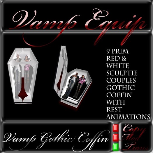 White & Red Couples Coffin