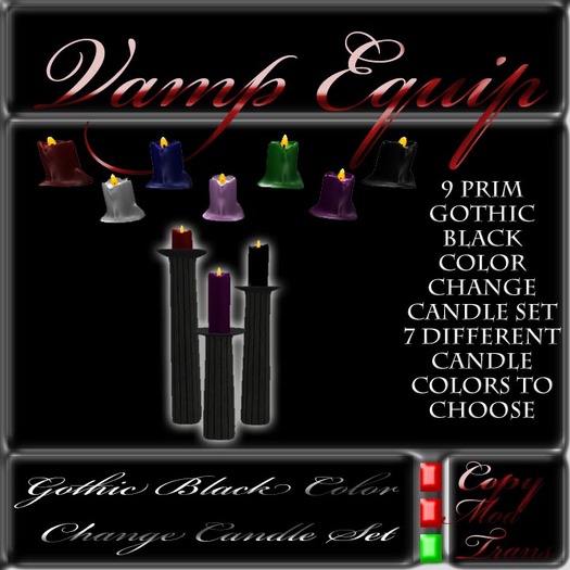 Gothic Black COLOR CHANGE Candle Set