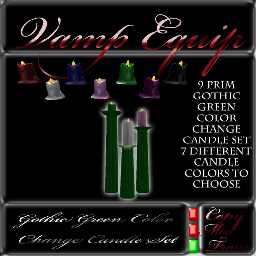 Gothic Green COLOR CHANGE Candle Set