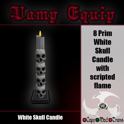 Gothic White Skull Candle