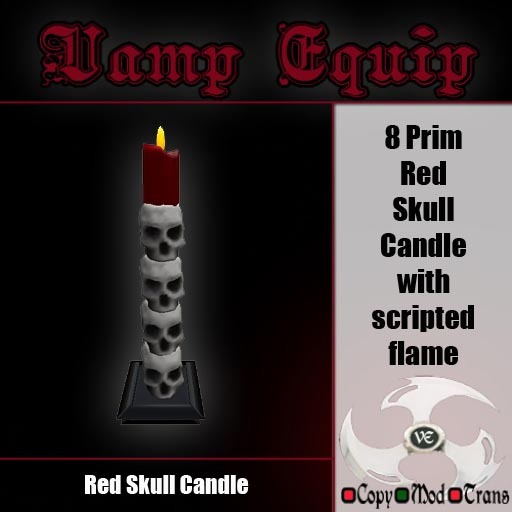 Gothic Red Skull Candle