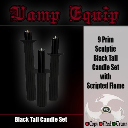 Gothic Black Tall Candle Set