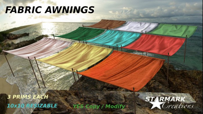 9 Fabric awnings with light brown wood from STARMARK CREATIONS -- promo price --