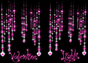 Hanging Glow Lights B - Rain Hearts Pink White Twinkle