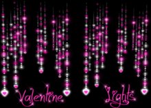 Hanging Glow Lights B - Rain Hearts Pink White Twinkle