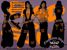 Bad Girl Complete-Outfit long orange Dance, Girl, Girly, Neko,Kitty,Punk, Gothic, Emo