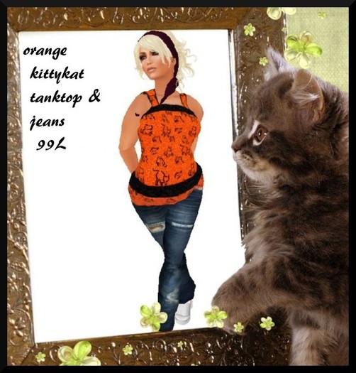 orange kittykat tank &jeans