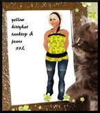 Yellow kittykat tank &jeans