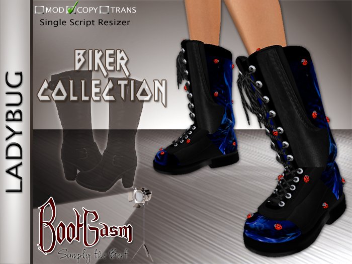 Bootgasm Ladybug Combat Boots Blue