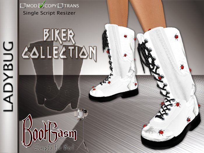 Bootgasm Ladybug Combat Boots White