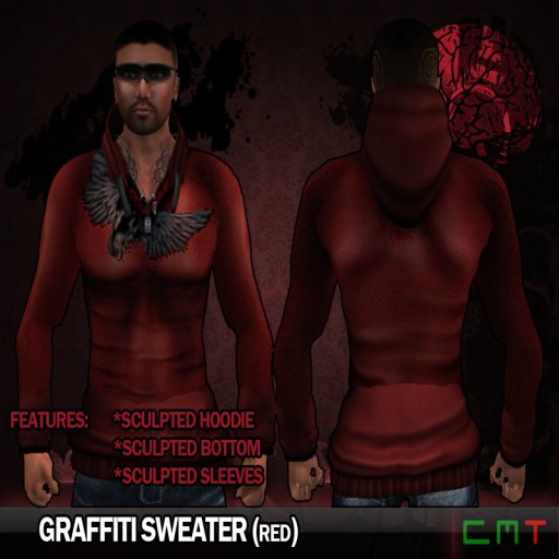 Awkward - Graffiti Urban Style Sweater- Red 