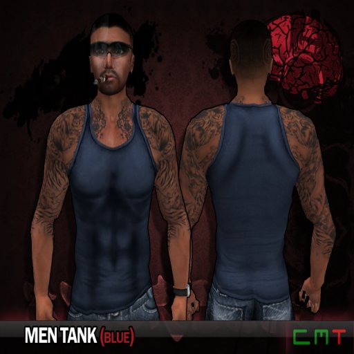 [OverDose]- Mens Tanks Plain -  Blue  