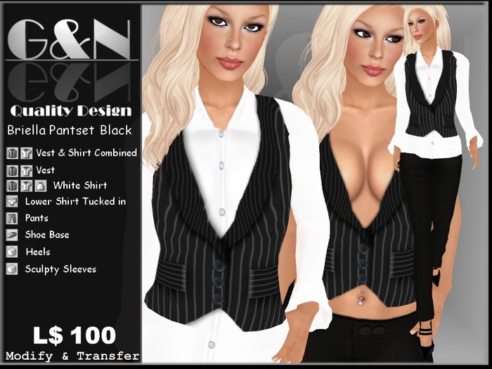 G&N Quality Design Briella Pantset Black (Copy Version)
