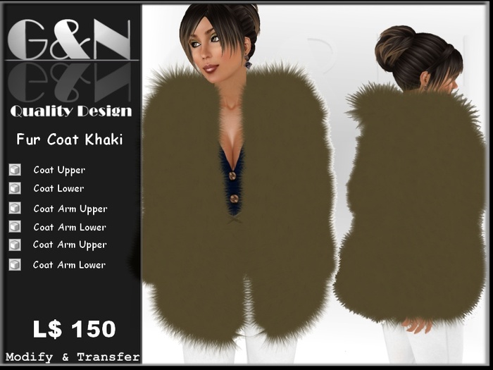 G&N Quality Design Fur Jacket Khaki (Copy Version)