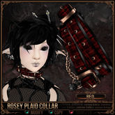 =^.^= Curious Kitties - Rosey Plaid Collar - Red 