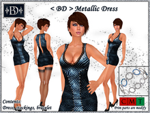 < BD > Metallic Dress. Bracelet and stockings incl.