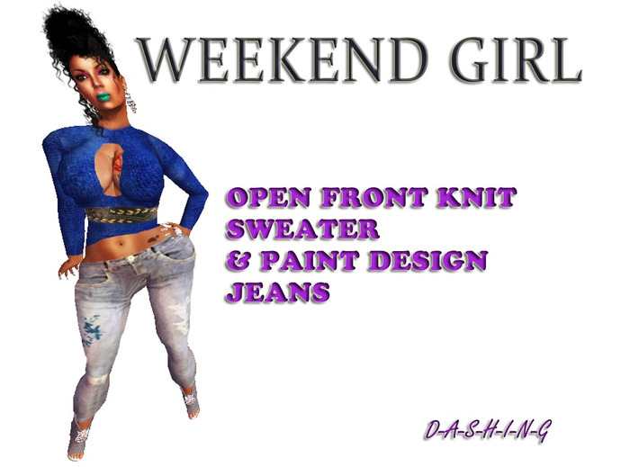 D-A-S-H-I-N-G - WEEKEND GIRL - BLUE  KNIT TOP & JEANS
