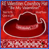 RE Be My Valentine Cowboy Hat - Red - Cowgirl/Party/Day