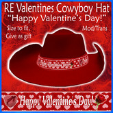 RE Happy Valentines Day Cowboy Hat - Red - Cowgirl/Party