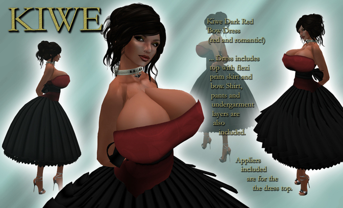 Kiwe Dark Red Bow Dress for Prim B's