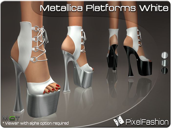 :)(: Metallica Platforms White (extreme platforms heels )