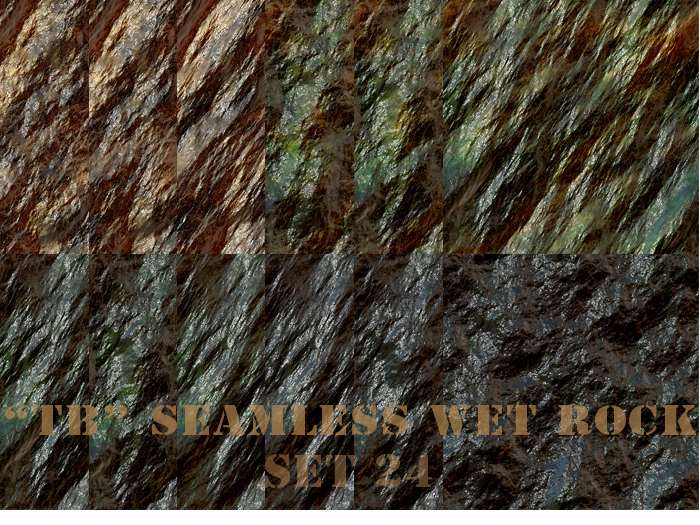 Twice Baked seamless 12 seamless wet rock textures with great 3D effect set 24