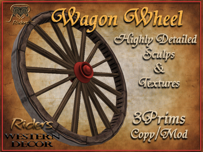 Wagon Wheel by Riders Western Decor, Copy/Mod, Perfect for the Home, Ranch, Farm, Saloon, Detailed Sculps and Texttures