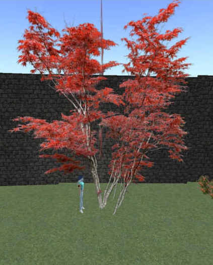 STRETCH MENU DRIVEN Red Autumn Fall Tree 1 Prim COPY YES Scaleable Resizeable Sculpty 16 Faces Primsaver SFF369 16-1