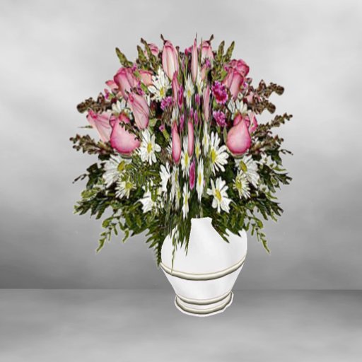 Pink Roses and Daisy's in sculpted vase