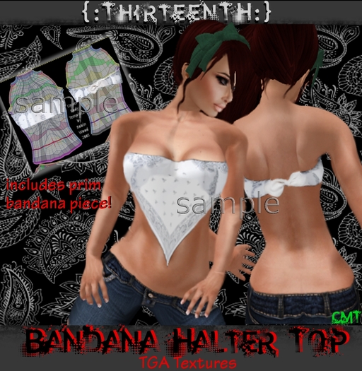 {:ThirteenTH:} Bandana Halter Top Template  FULL PERM