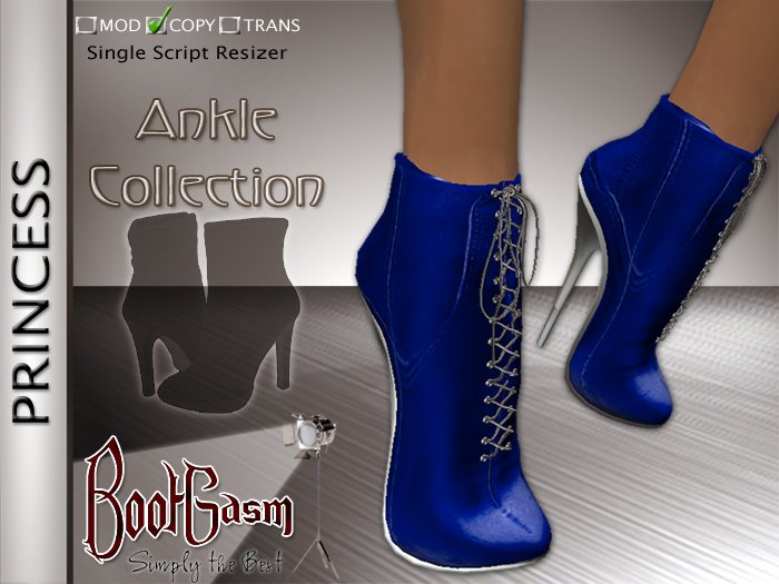 Bootgasm Princess Leather Ankle Boots Blue