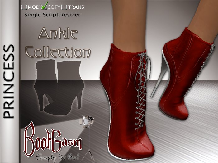Bootgasm Princess Leather Ankle Boots Red