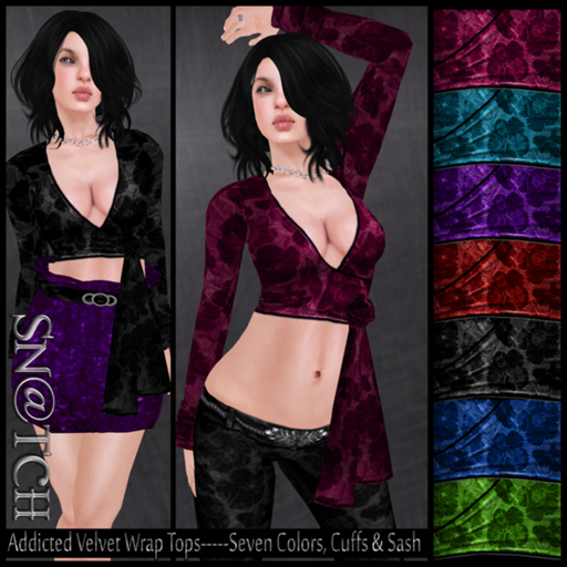 :::Sn@tch Addicted Velvet Wrap Tops:::