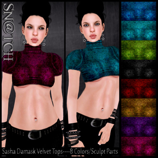 :::Sn@tch Sasha Damask Velvet Tops:::