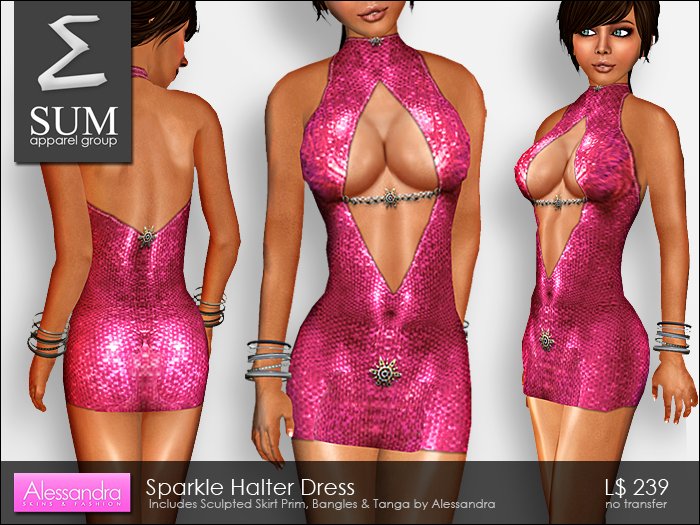 SUM - Sparkle Halter Dress PINK by Alessandra