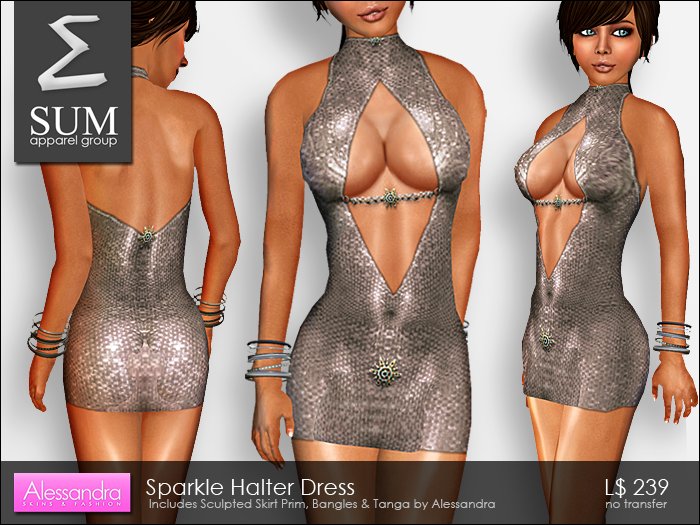 SUM - Sparkle Halter Dress SILVER by Alessandra