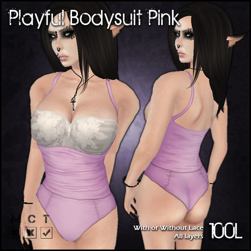 [ SAKIDE ] Playful Bodysuits Pink