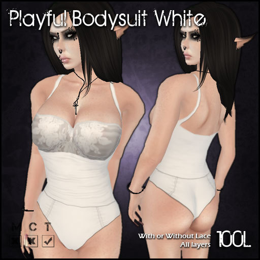 [ SAKIDE ] Playful Bodysuits White