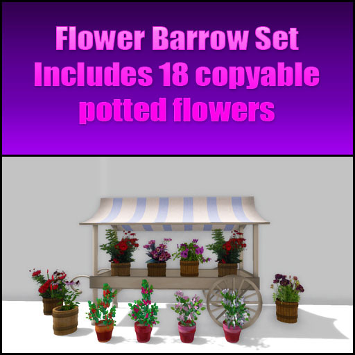 Flower Barrow & Potted Flower Set - 2 Flower Barrows and 18 Different Potted Flowers!