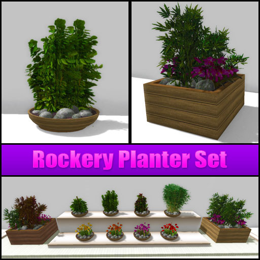 Flower Rock Planter Set - 10 planters with plants, flowers and rocks!