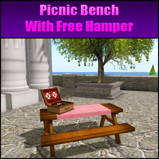 Picnic Bench With Free Luxury Hamper - with animated food and drink!