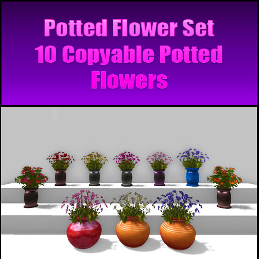 Potted Plant Set - 10 copyable potted flowers!